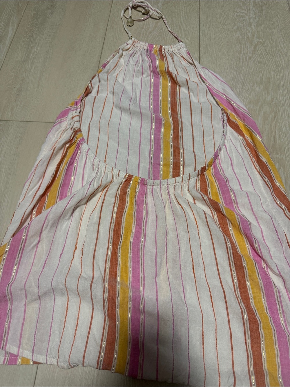 l*space Striped Halter Cover Up Lydia in White, Pink, Orange, Yellow - Picture 8 of 9